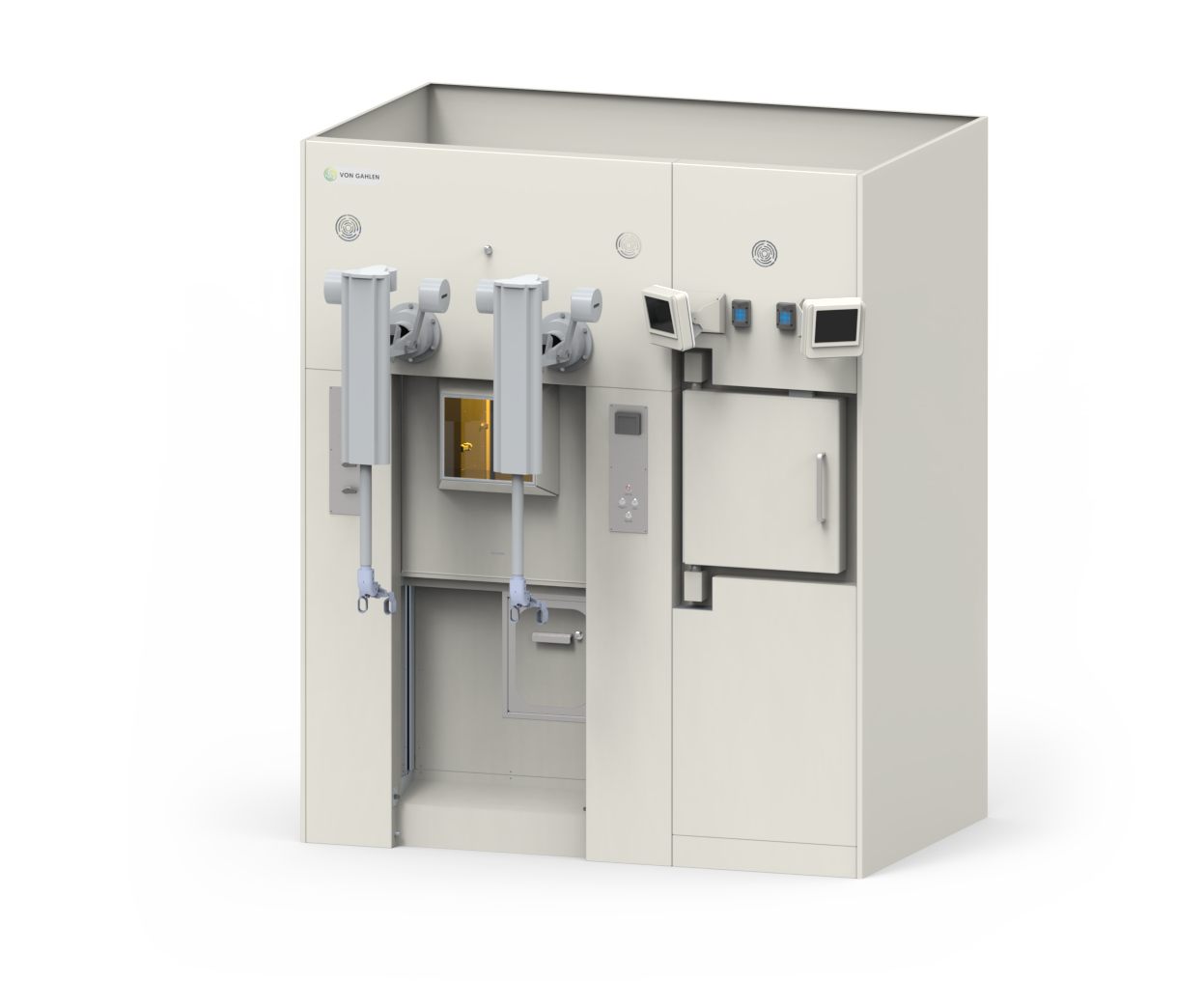 Modular hot cell with laminar crossflow