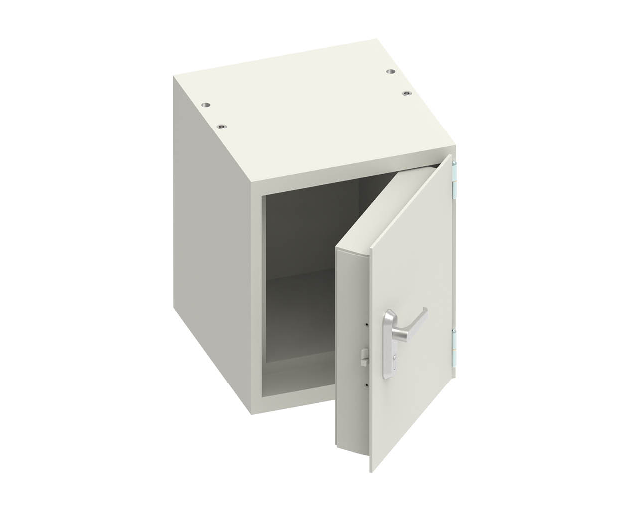 Isotope storage safe with hinged door